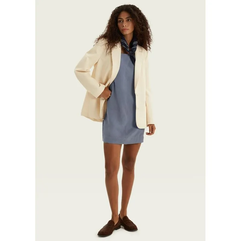 Vestido Curto Reto Em Peach Touch - Azul P