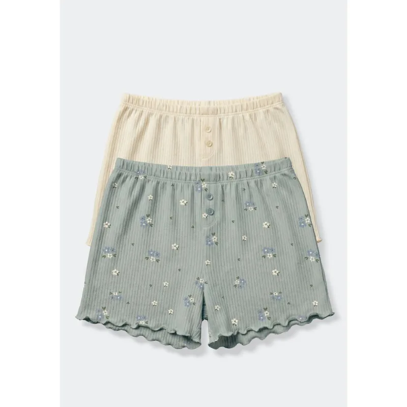 Kit 2 Shorts Pijama Feminino Em Jacquard - Multicolorido XG