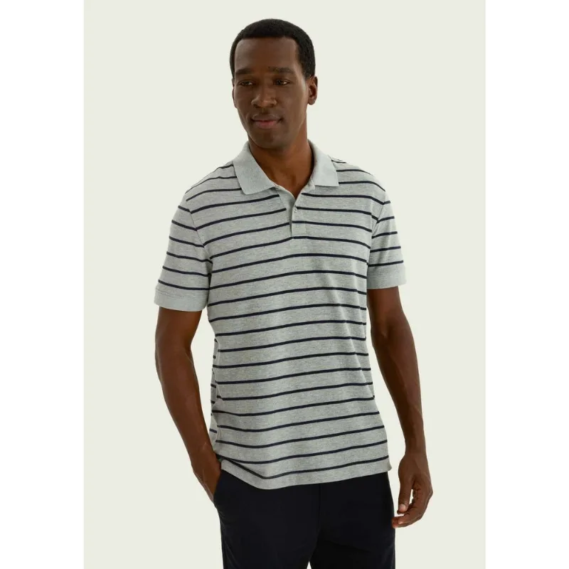 Camisa Polo Masculina Listrada - Cinza M