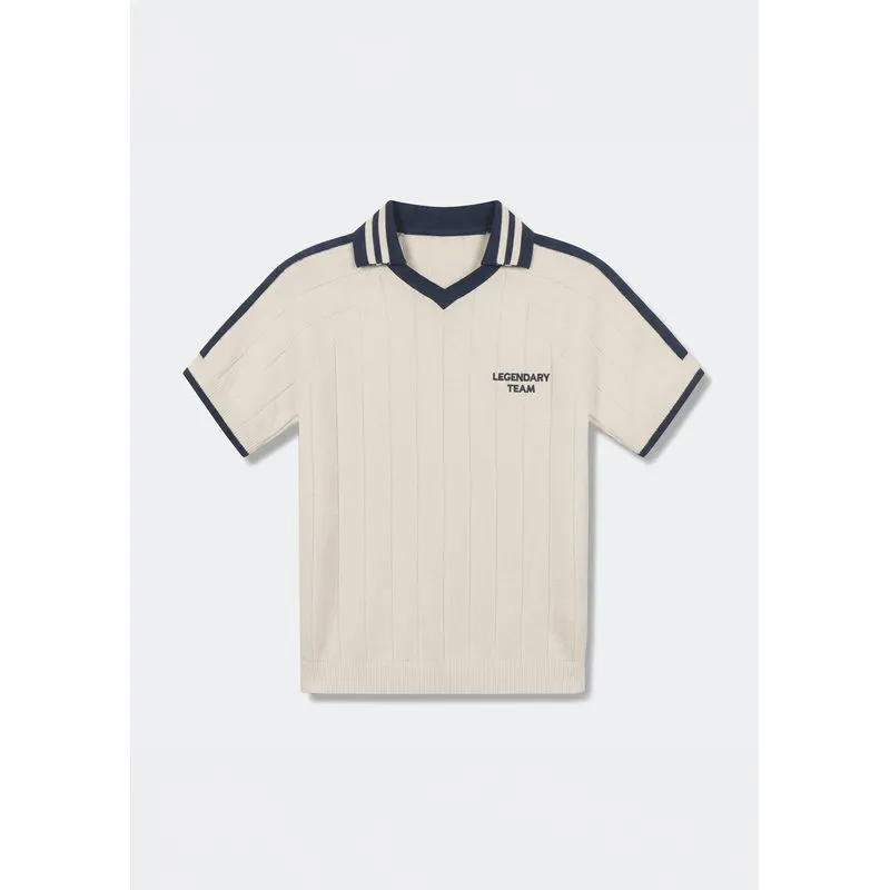 Polo Infantil Menino Em Tricô Canelado - Off white 010