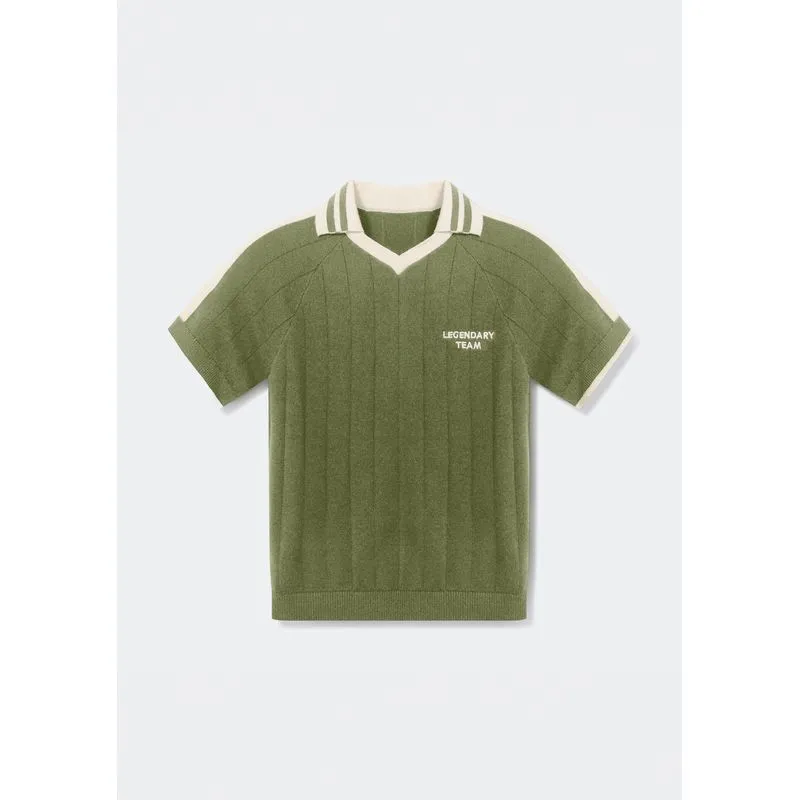 Polo Infantil Menino Em Tricô Canelado - Verde 006