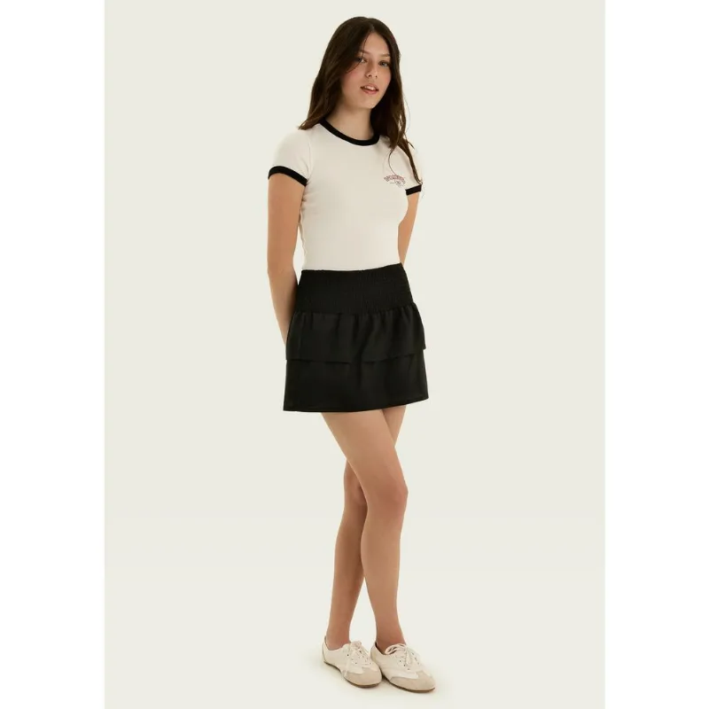 Shorts Saia Teen Com Babados - Preto XP
