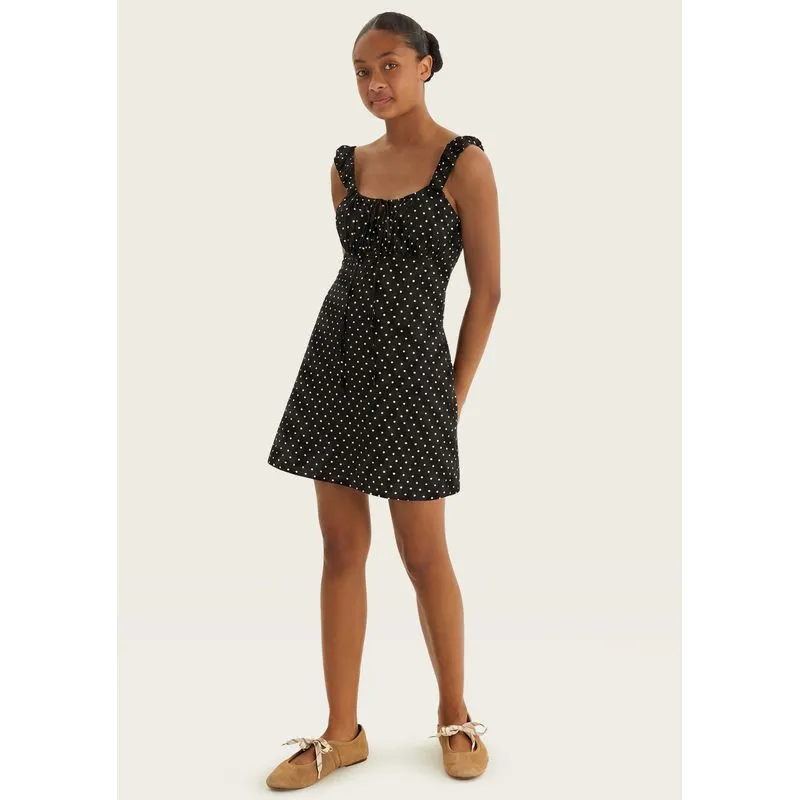 Vestido Teen Alças Médias Com Franzido - Preto XP