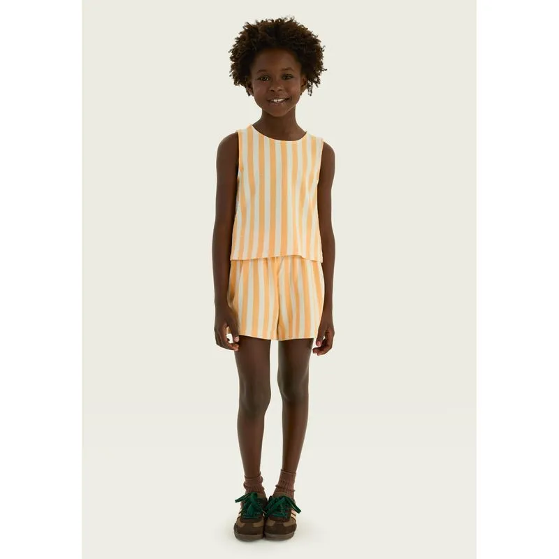 Conjunto Infantil Menina Fio Tinto Texturizado - Laranja 006