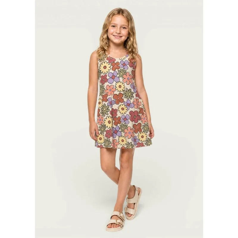 Vestido Curto Infantil Estampado - Creme 008
