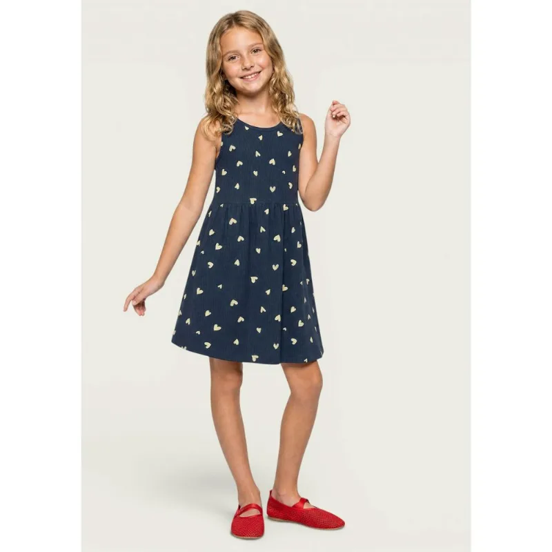 Vestido Curto Infantil Estampado - Azul 010