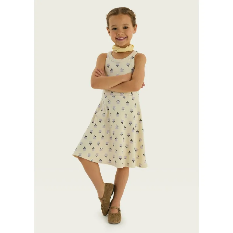 Vestido Infantil Curto Em Ribana Canelada - Creme 006