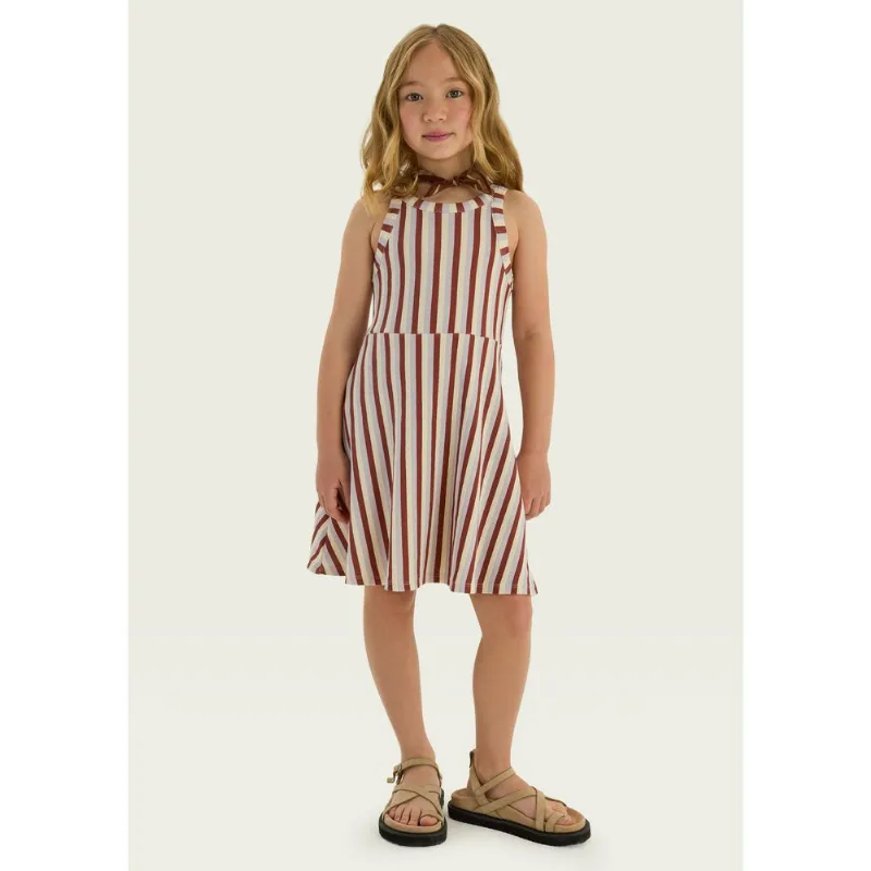 Vestido Infantil Curto Em Ribana Canelada - Marrom 010