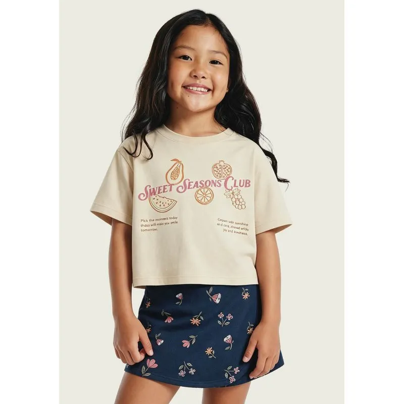 Conjunto Curto Infantil Menina Estampado - Creme 004