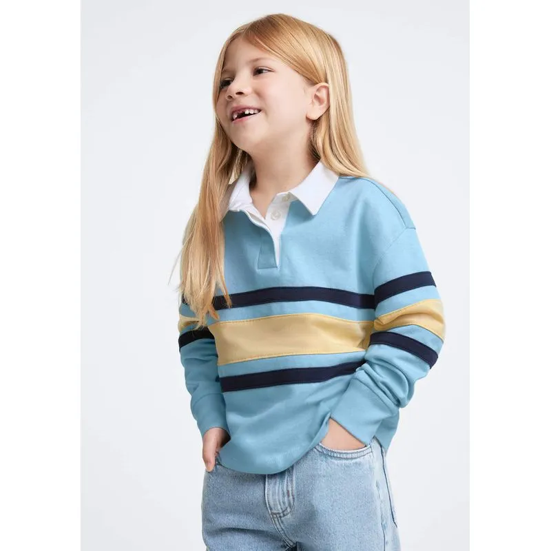 Polo Infantil Menina Manga Longa Listrada - Azul 014