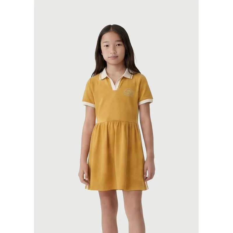 Vestido Polo Infantil Curto Em Malha - Amarelo 008