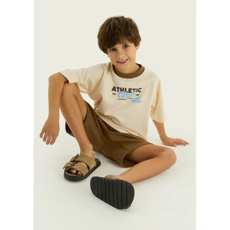 Conjunto Curto Infantil Menino Com Estampa - Creme 016