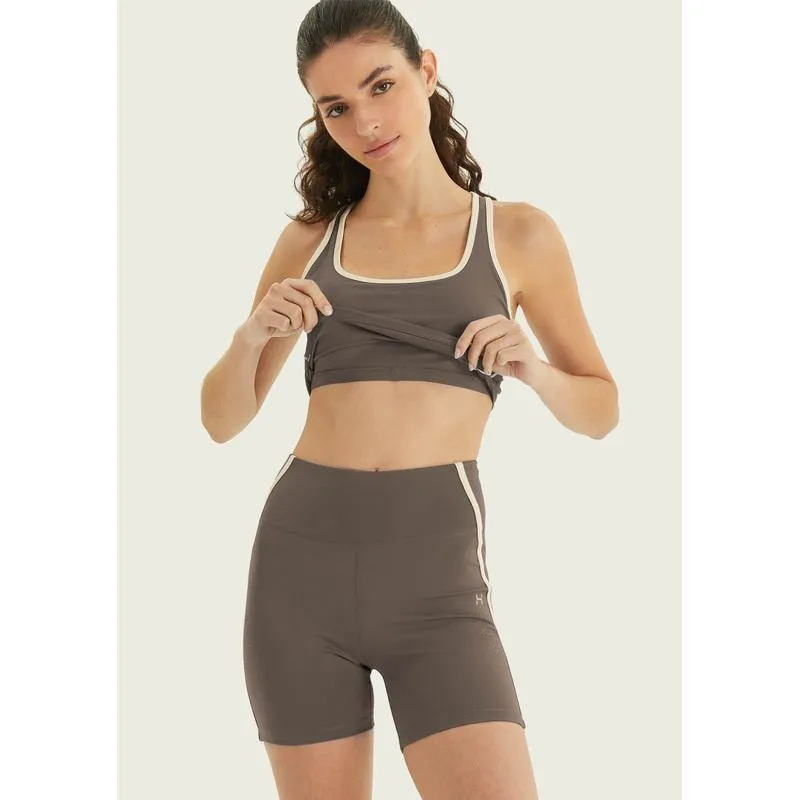 Top Esportivo Bicolor Corte à Laser - Marrom M