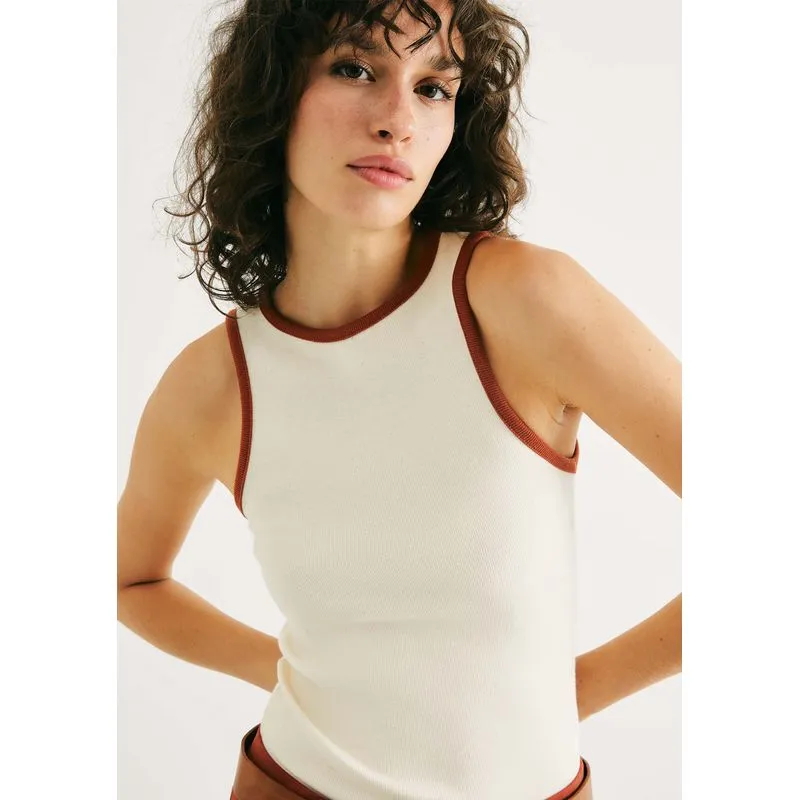 Regata Feminina Friso Contrastante - Creme P