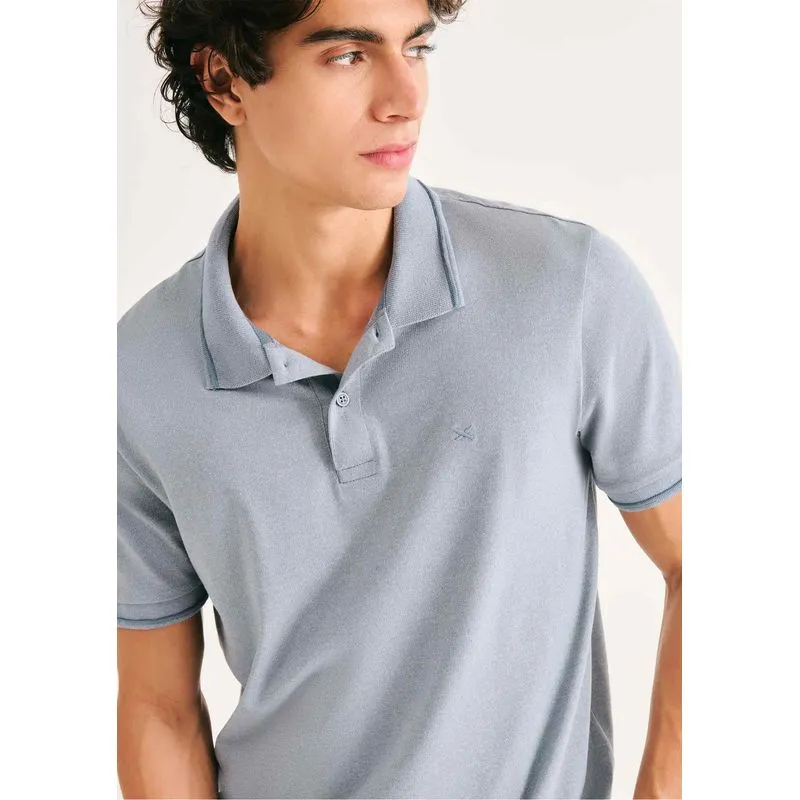 Camisa Polo Básica Masculina Em Malha Texturizada - Azul M