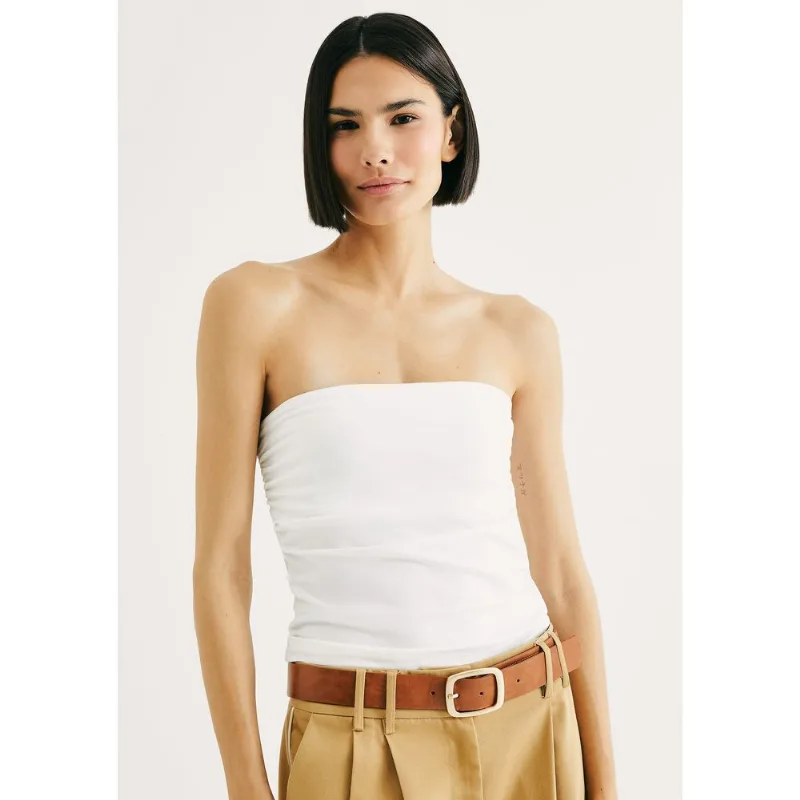 Top Sem Alça Em Malha Crepe - Off white XP