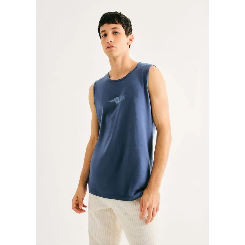 Regata Básica Masculina Slim Em Malha - Azul M