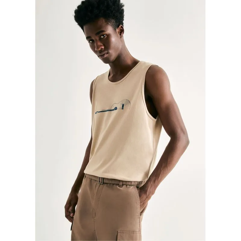 Regata Básica Masculina Slim Em Malha - Bege XXG