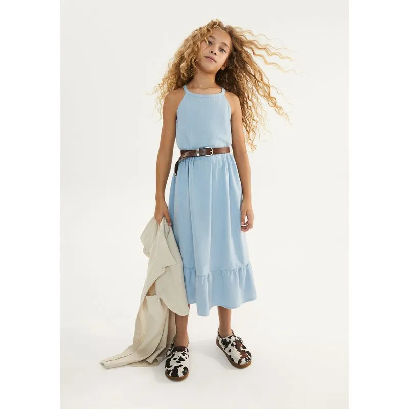 Vestido Infantil Midi Halter Neck - Azul 012