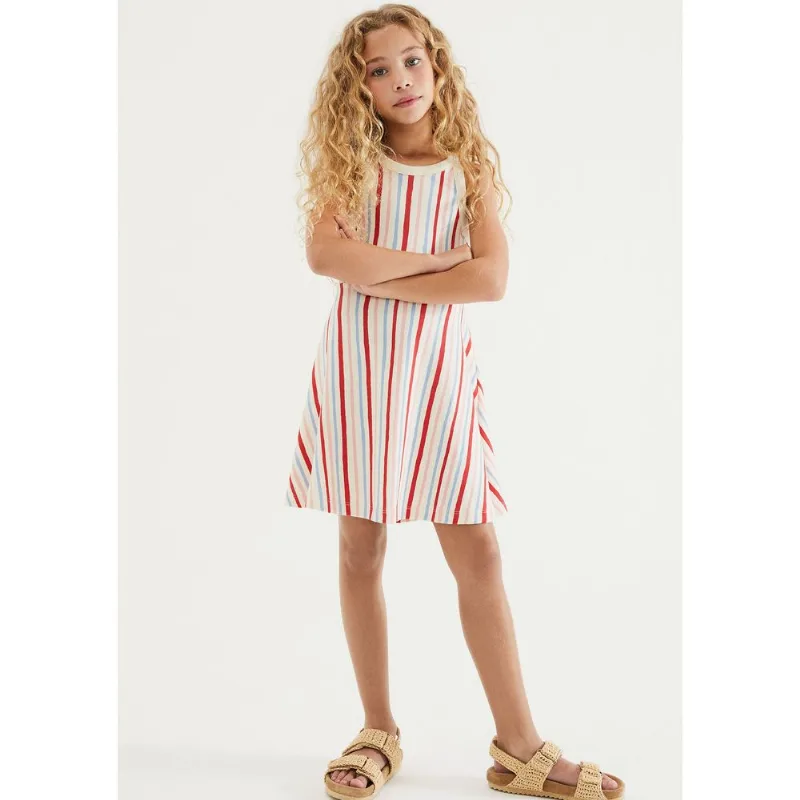 Vestido Infantil Curto Em Ribana Canelada - Creme 016