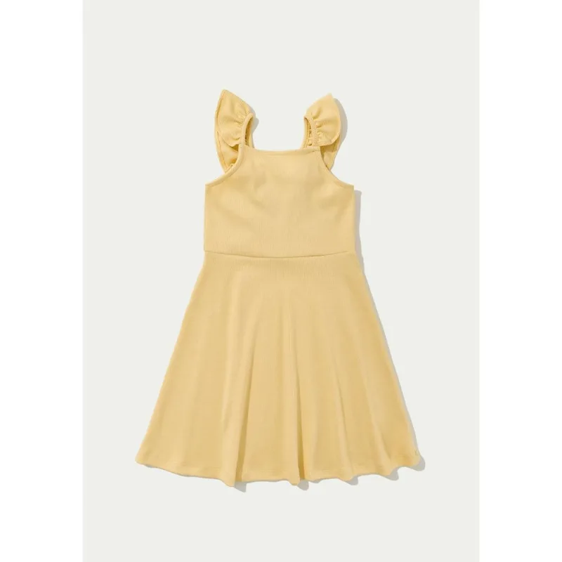 Vestido Infantil Babados Em Ribana - Amarelo 008