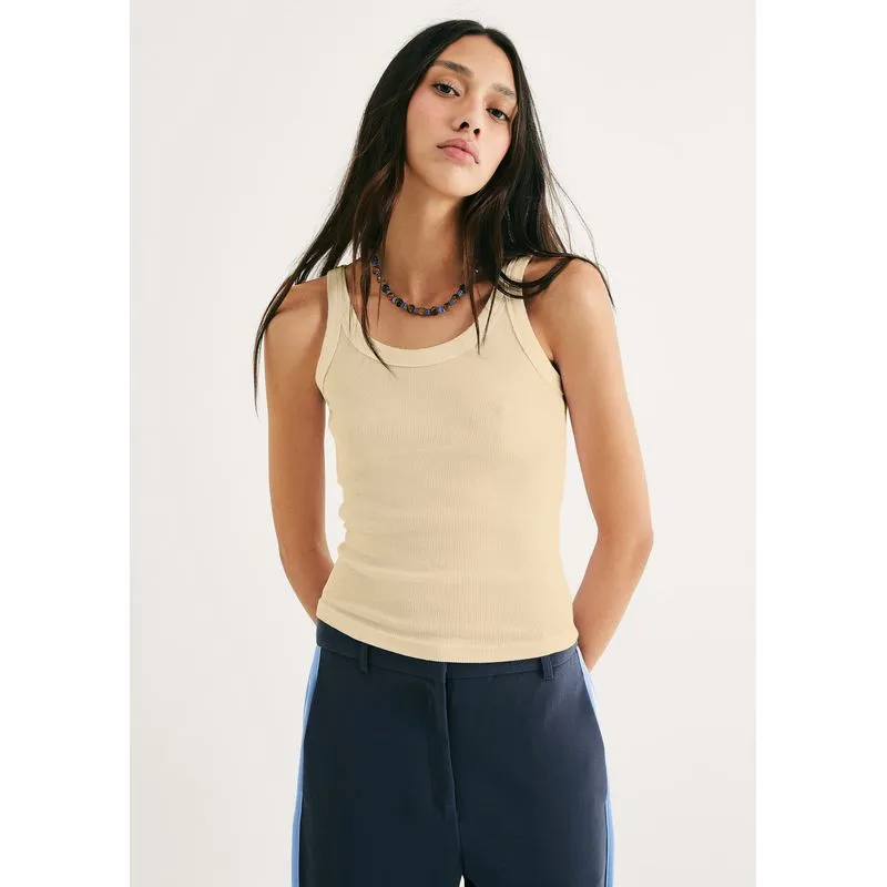 Regata Básica Feminina Slim Rib - Amarelo XP