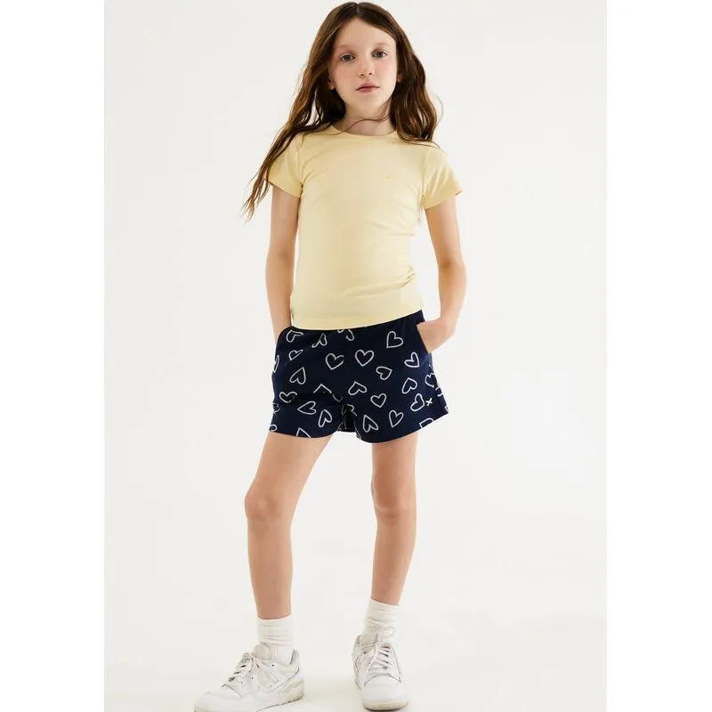 Shorts Básico Infantil Menina Clochard Estampado - Azul 008