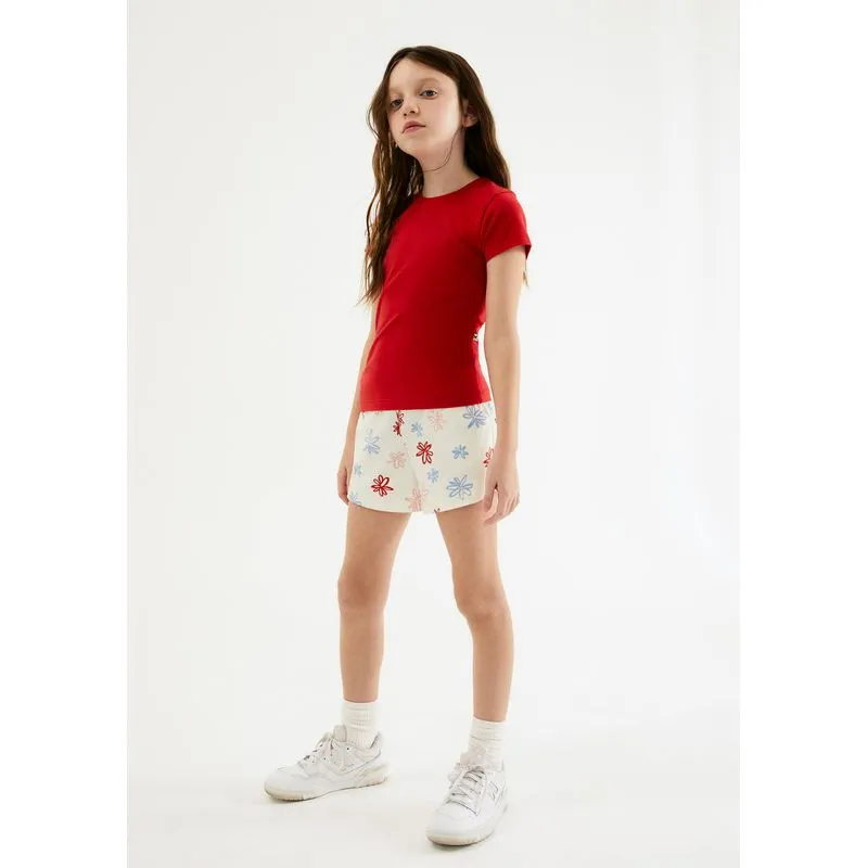 Shorts Básico Infantil Menina Clochard Estampado - Off white 006