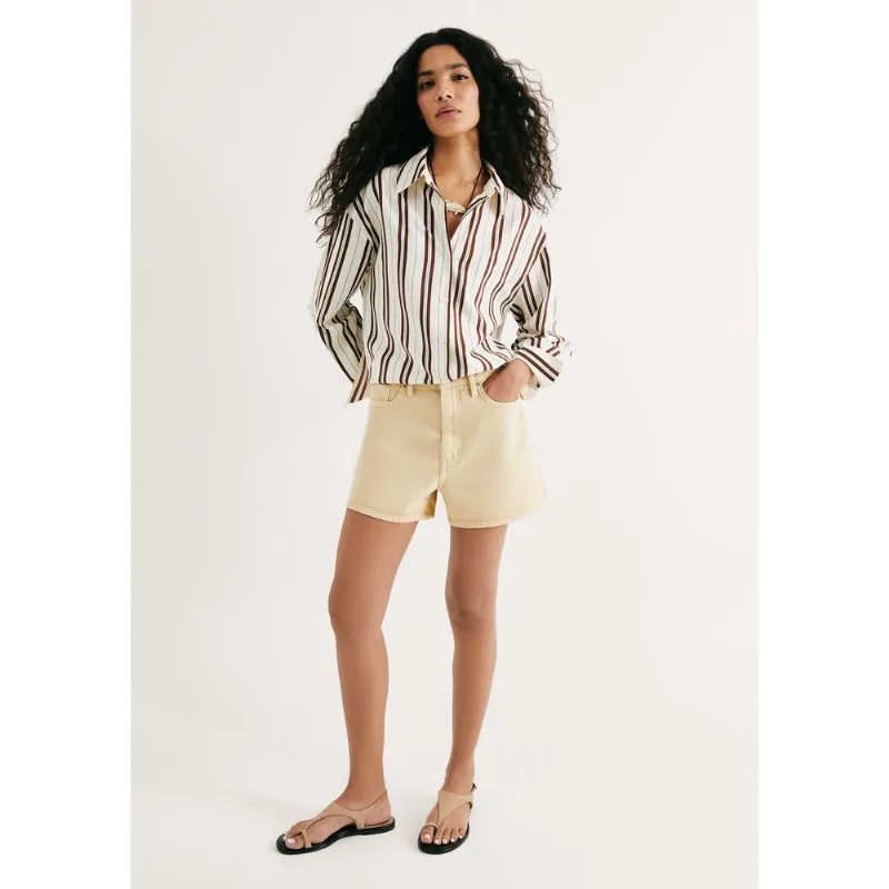 Shorts Feminino Cintura Média Em Sarja - Amarelo 046