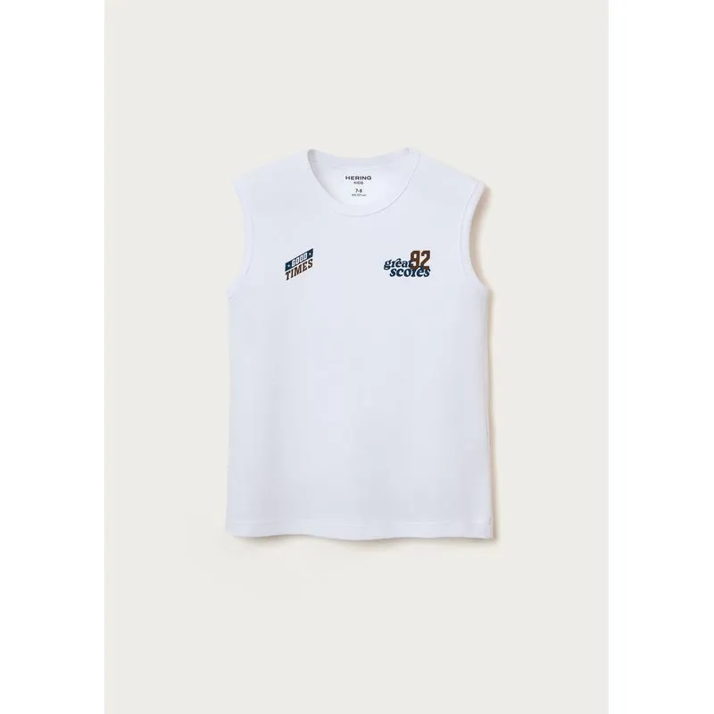 Regata Infantil Menino Em Malha Com Estampa - Branco 006