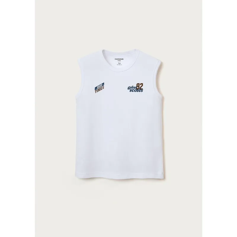 Regata Infantil Menino Em Malha Com Estampa - Branco 016