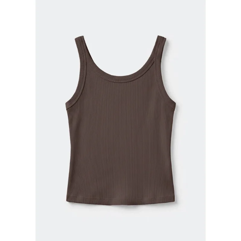 Regata Básica Feminina Slim Rib - Marrom M