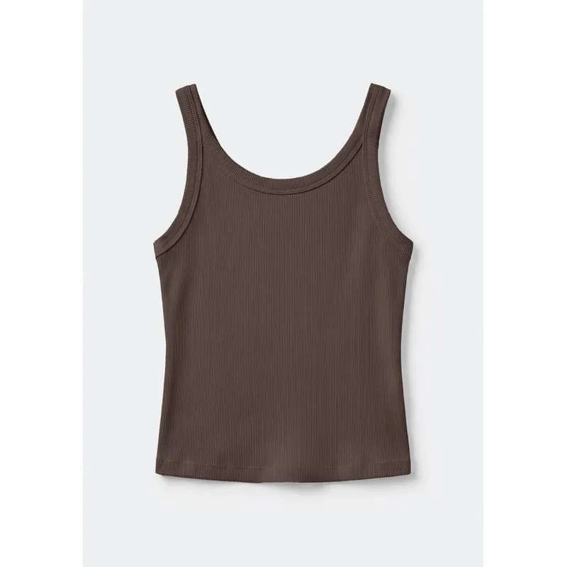 Regata Básica Feminina Slim Rib - Marrom EXG