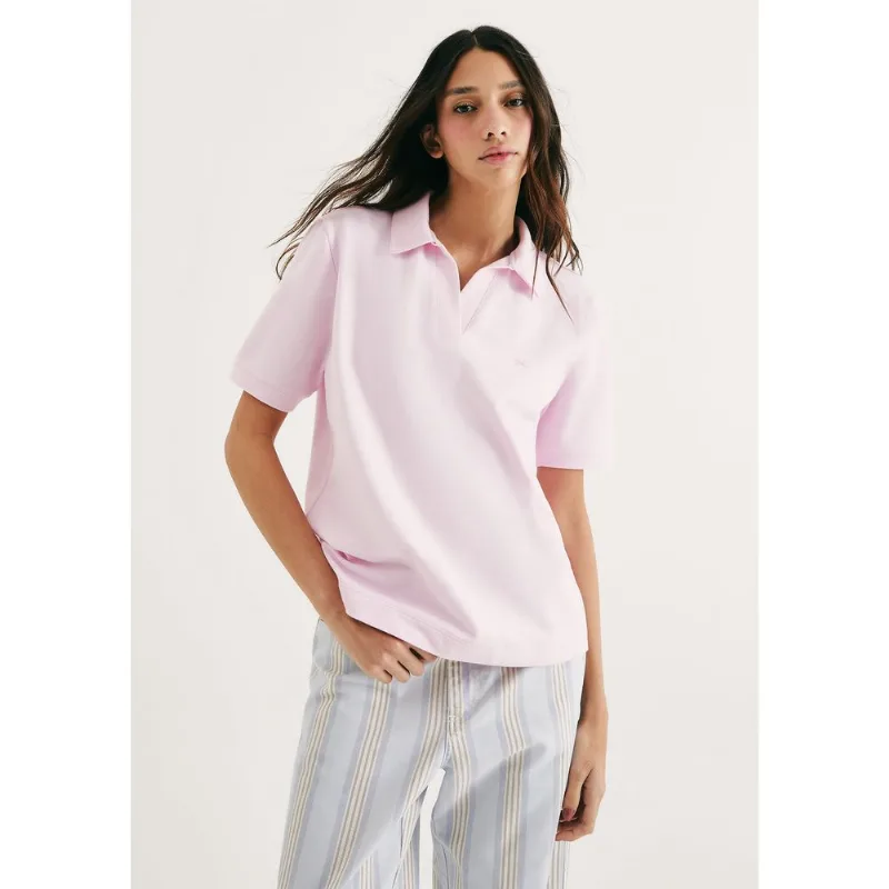 Camisa Polo Feminina Em Piquet - Rosa P