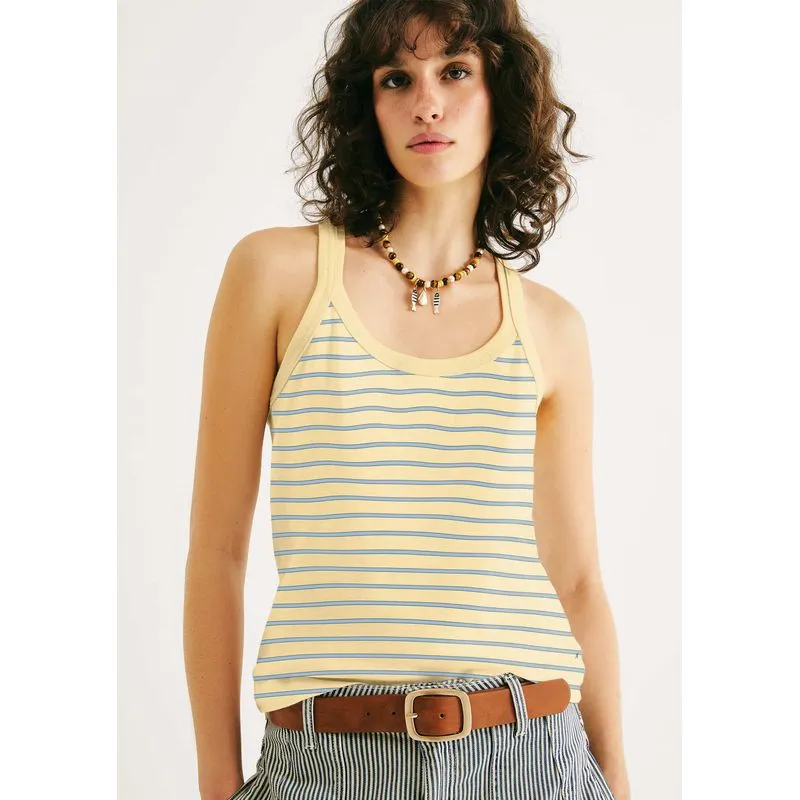 Regata Feminina Nadador Fio Tinto Listrada - Amarelo XG
