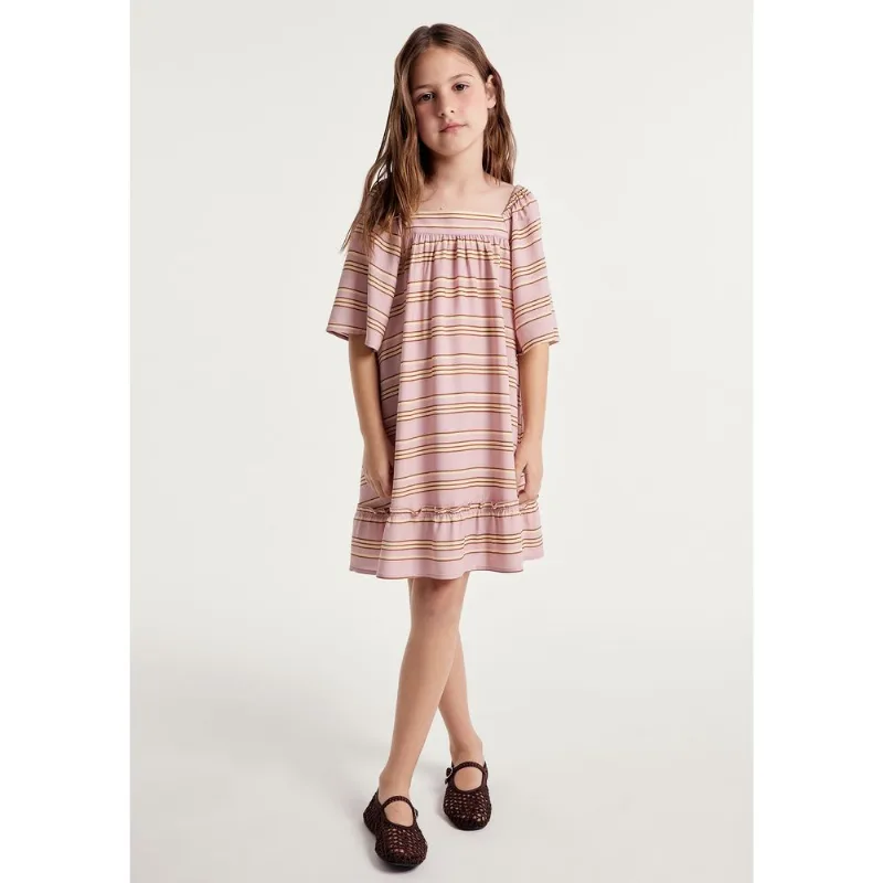 Vestido Infantil Com Mangas Bufantes - Rosa 006