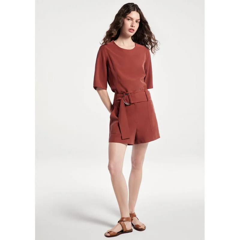 Shorts Feminino Com Cinto Peach Touch - Terracota 038