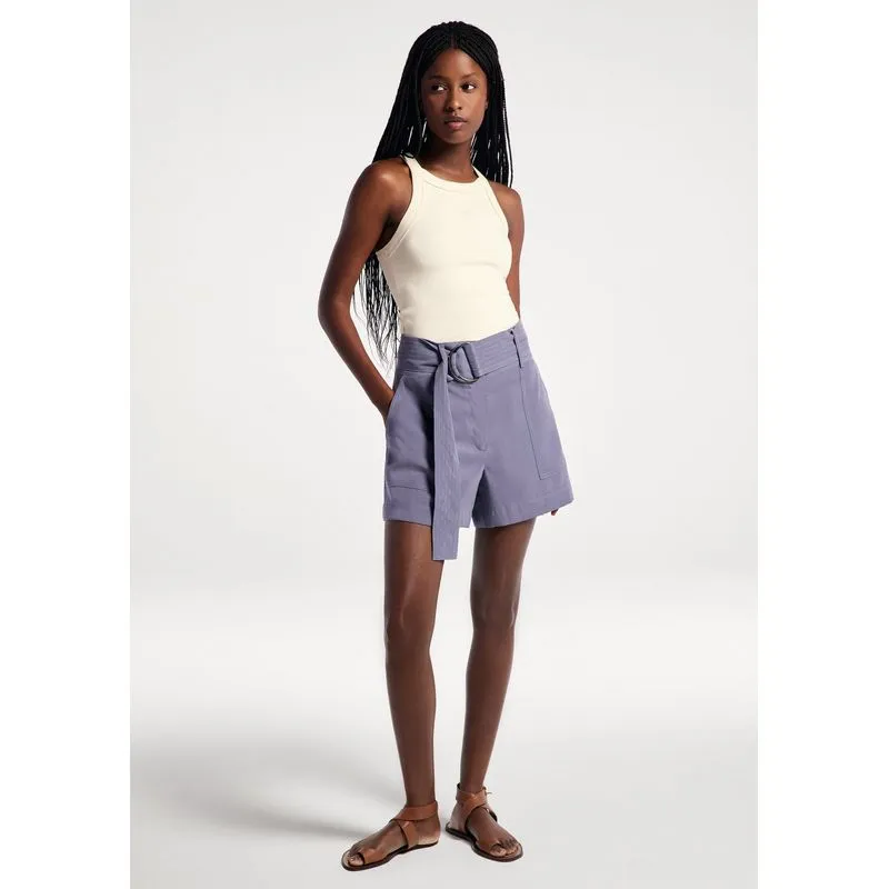 Shorts Feminino Com Cinto Peach Touch - Cinza 042