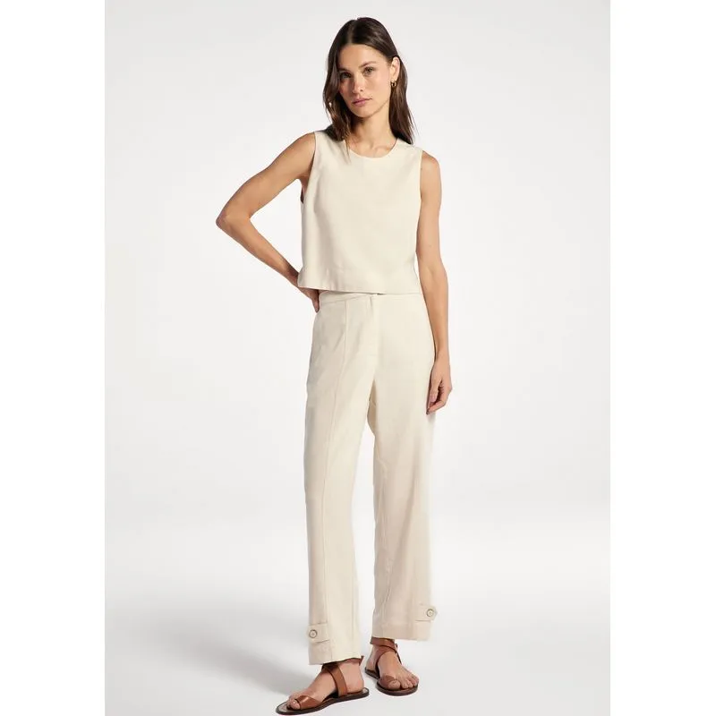 Regata Feminina Com Linho - Creme P