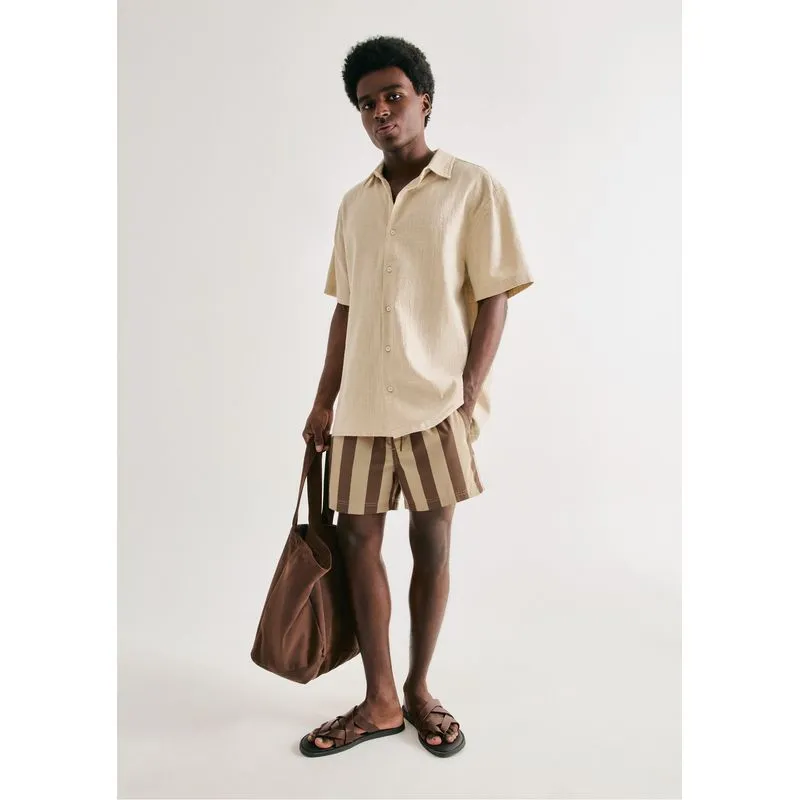 Shorts De Banho Masculino Listrado - Marrom M