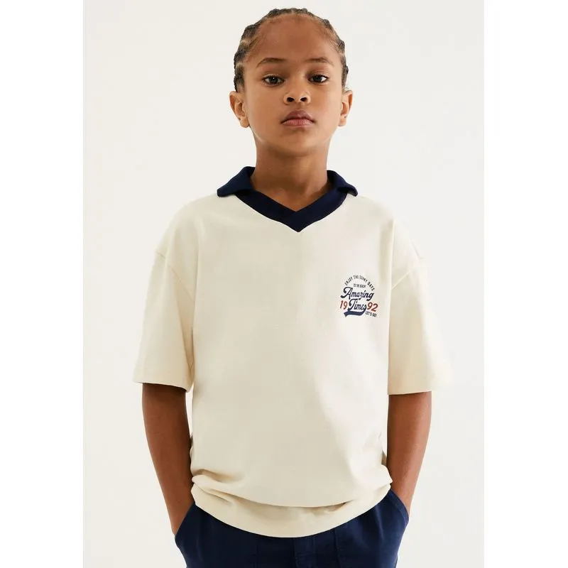 Camisa Polo Infantil Menino Oversized - Creme 016