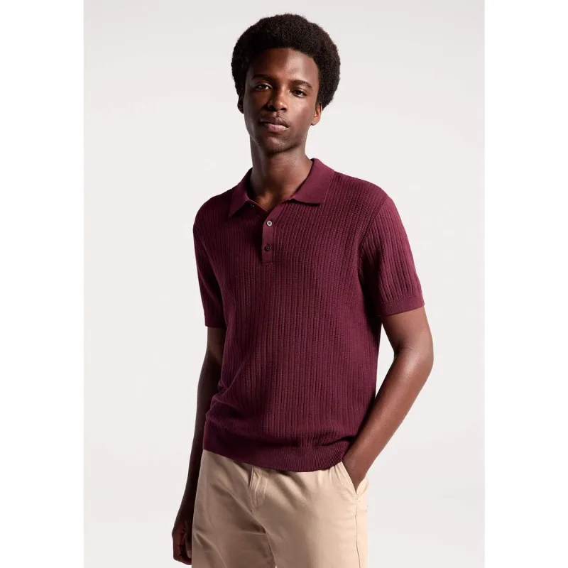 Polo Masculina Em Tricô Texturizado - Vinho XG