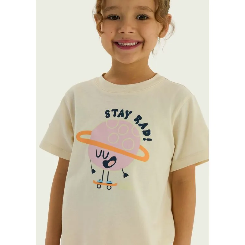 Pijama Infantil Menina Curto Com Estampa - Creme 006