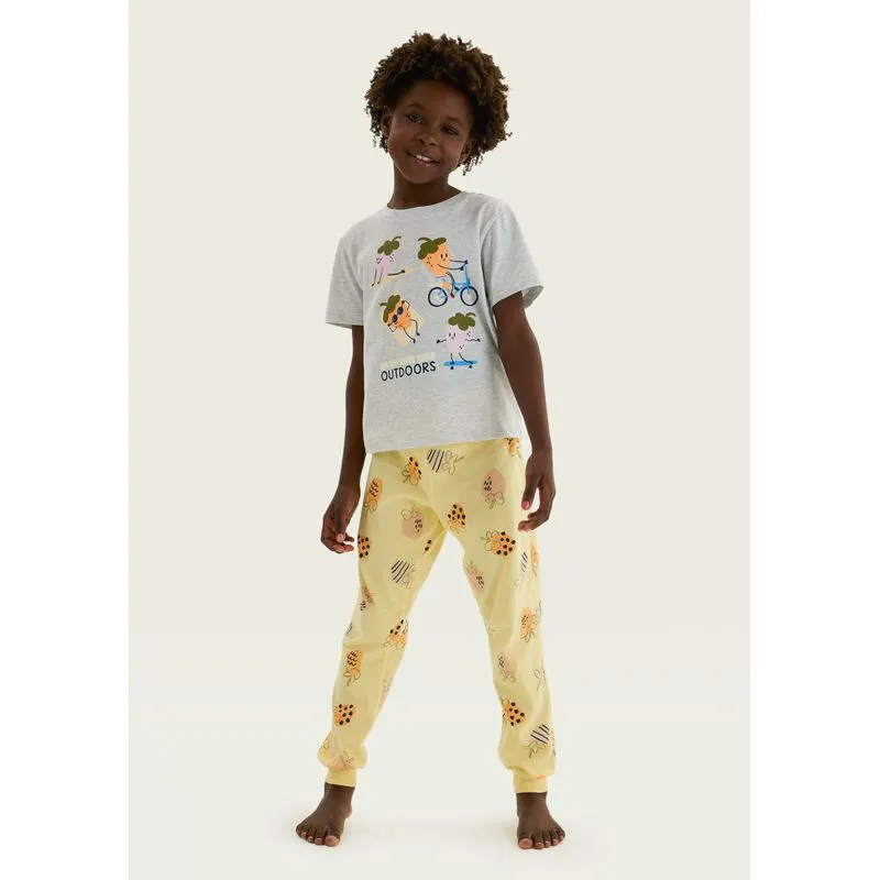 Pijama Infantil Menina Com Estampa Brilha No Escuro - Cinza 012