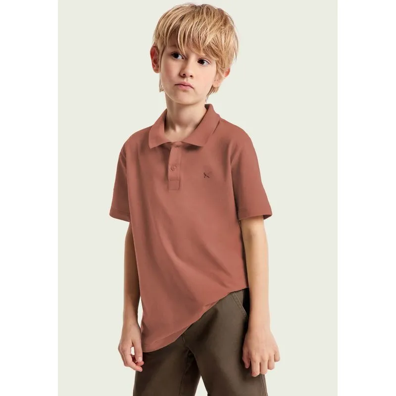 Camisa Polo Infantil Menino Em Piquet - Laranja 008