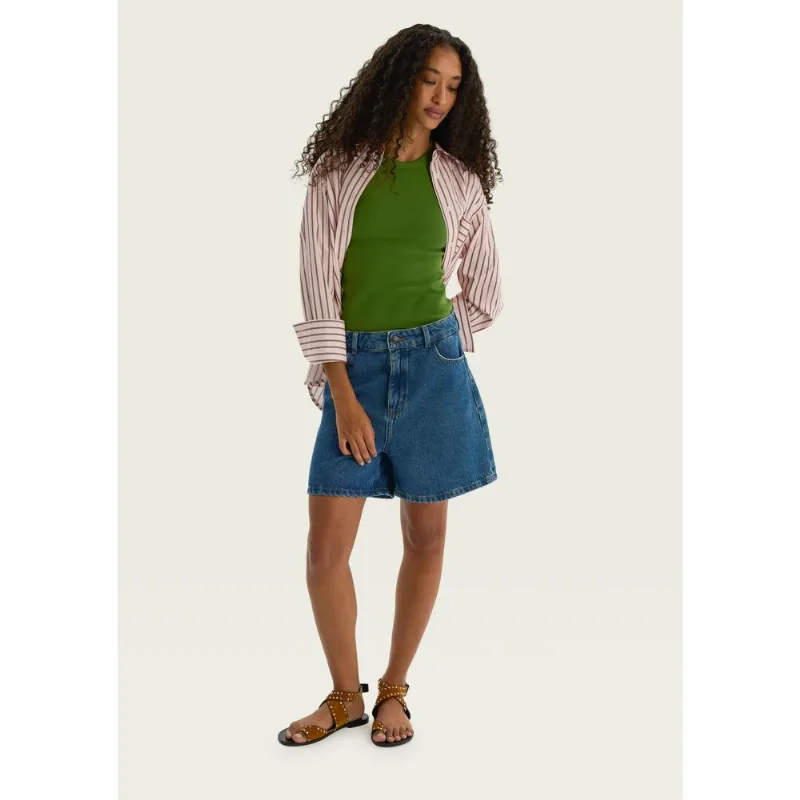 Shorts Jeans Feminino Reto Cintura Super Alta - Azul 042