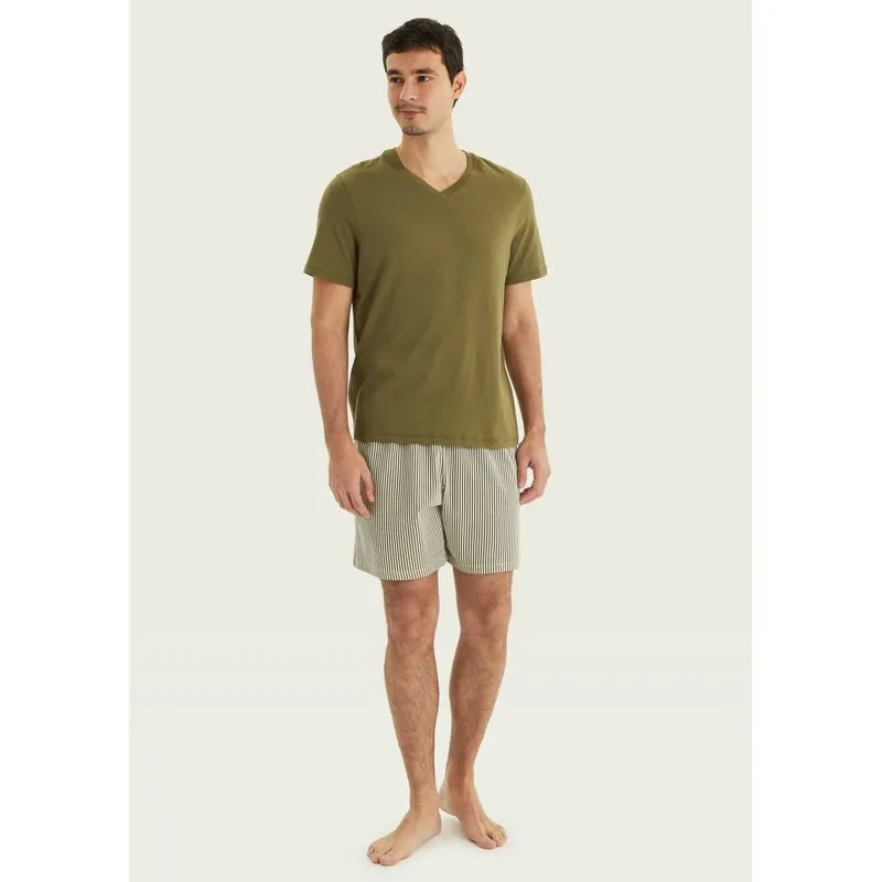 Pijama Curto Masculino Com Samba Canção Estampado - Verde XXG