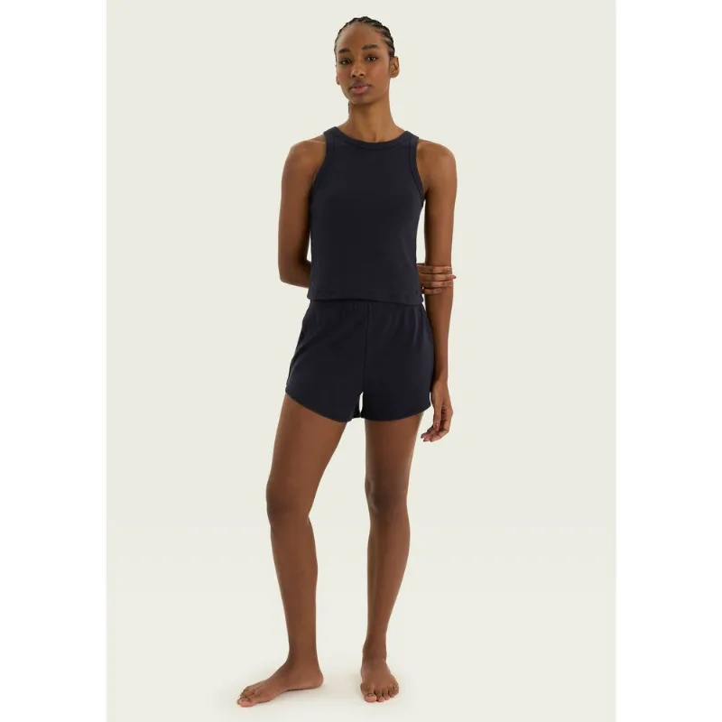 Pijama Curto Feminino Básico Em Ribana Canelada - Azul G