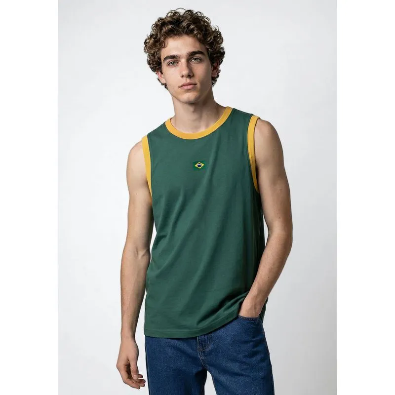 Regata Masculina Torcida Com Patch Bandeira - Verde M