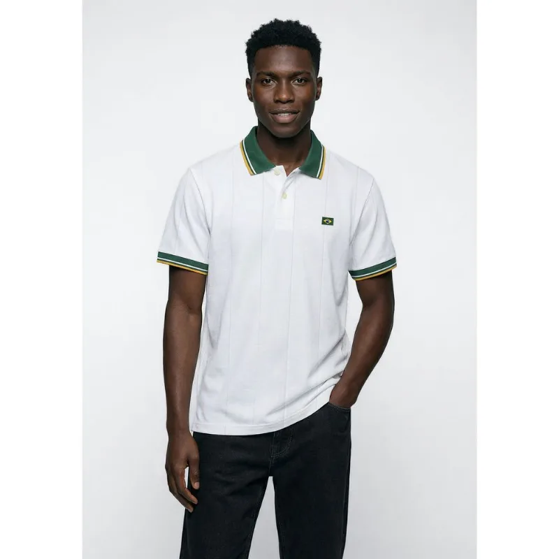 Polo Masculina Manga Curta Esportiva Com Patch Copa - Off white M